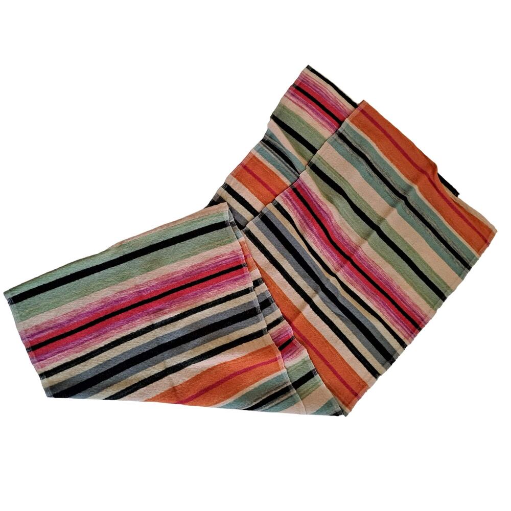 Multicolor Rainbow Striped Very Long Textured Rectangular Scarf - Size 17" X 88" - Picture 2 of 11